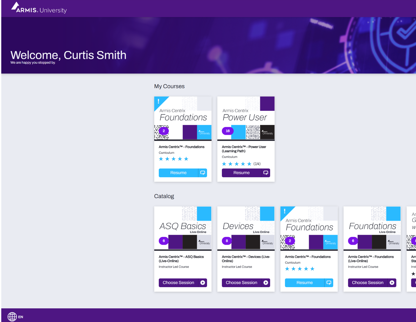 The Armis University Landing Page